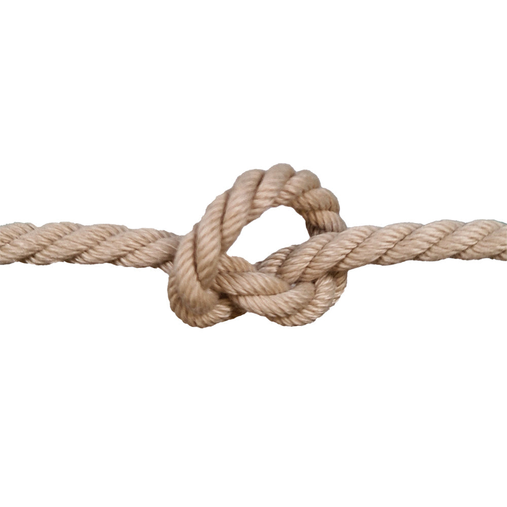 Nautical rope with a knot on a white background