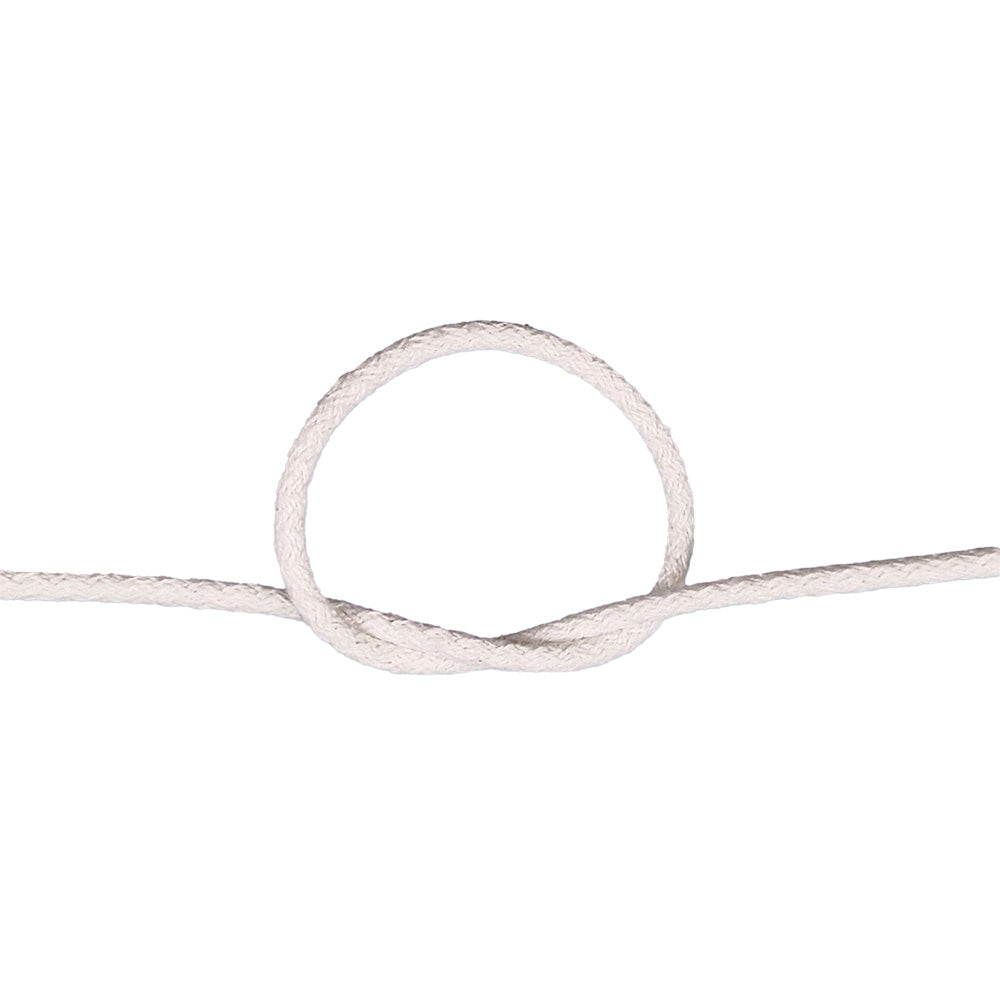 knot of braided cotton cord on a white background