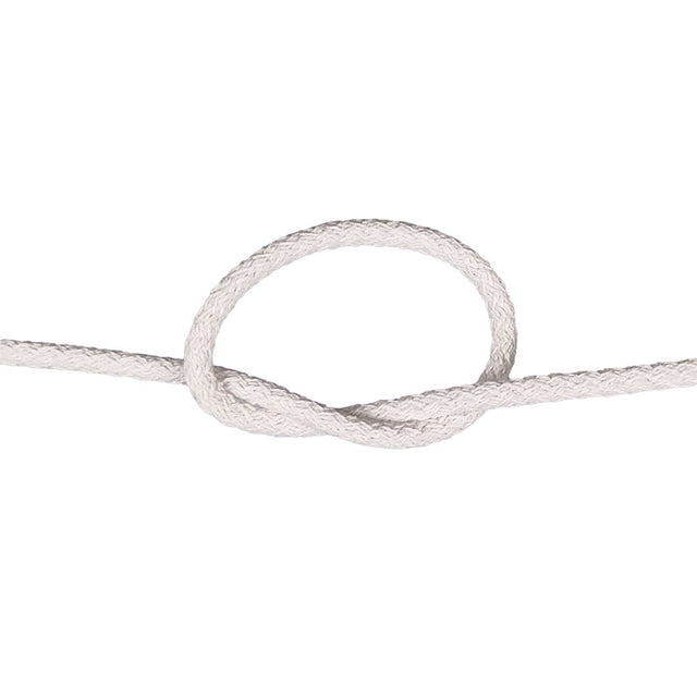 knot of braided cotton cord on a white background