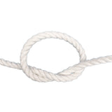 White cotton rope with a knot on a white background