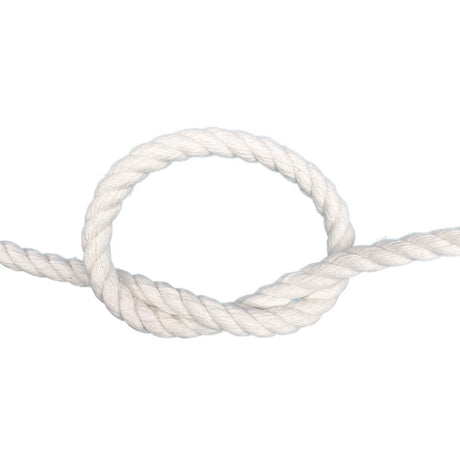 White cotton rope with a knot on a white background
