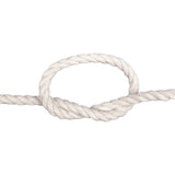 White cotton rope with a knot on a white background