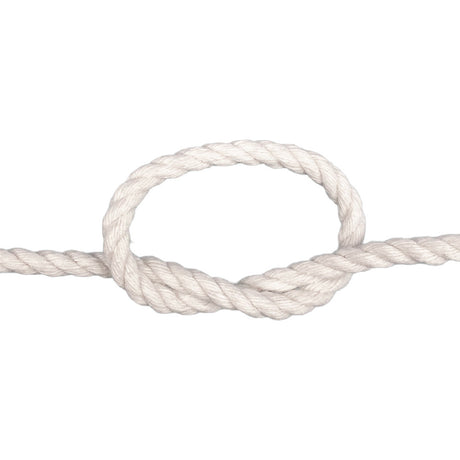 White cotton rope with a knot on a white background
