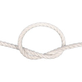 White cotton rope with a knot on a white background