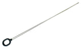 Long metal splicing rod with a black handle on a white background