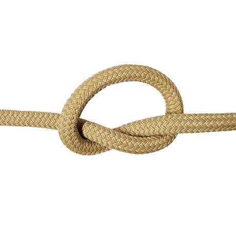 Beige 20mm braided rope with a knot on a white background
