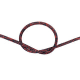 4mm red braided dyneema rope with a knot on a white background