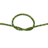 4mm yellow braided dyneema rope with a knot on a white background