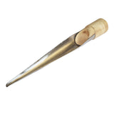Cose-up of a stainless steel rope splicing fid with a wooden handle