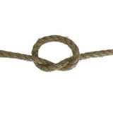 Close-up of a knotted piece of natural brown rope on a white background
