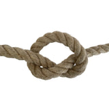 Natural rope with a knot on a white background