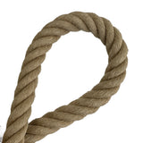 Natural brown rope in a loop on a white background