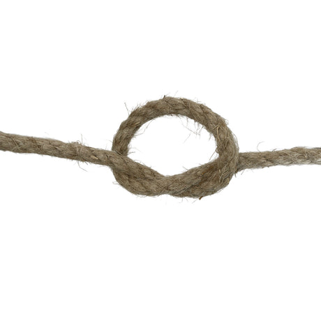 Natural rope with a knot on a white background