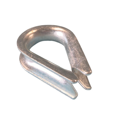 A 10mm galvanised rope thimble on a white background.