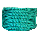 Green rope coil on a white background