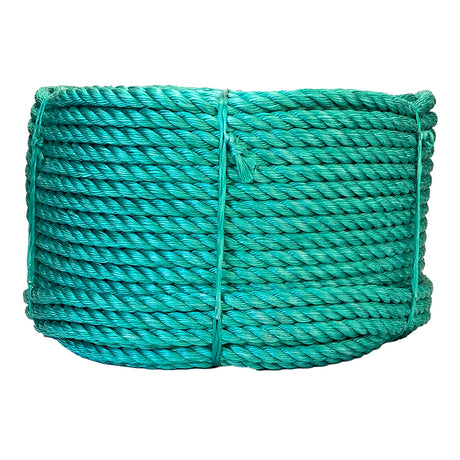 Green rope coil on a white background