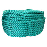 Green rope coil on a white background