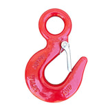Red hook with metal clip on a white background