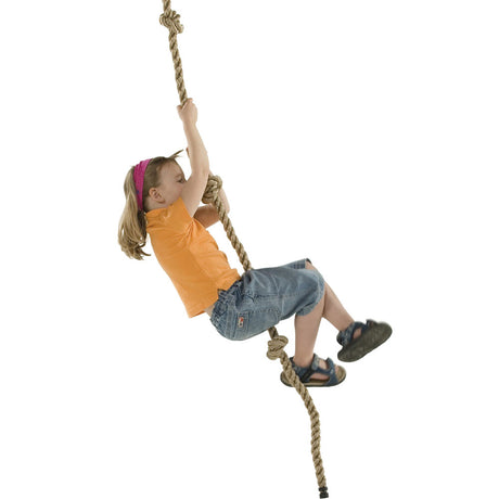 Image of a child climbing a knotted rope