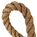 Close-up of a loop of brown rope on a white background