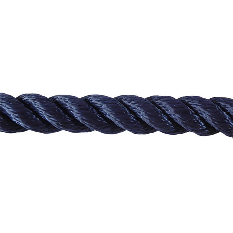 Close-up of a navy blue rope on a white background