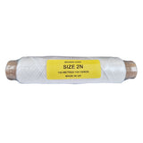 Spool of white braided cord with a yellow label on a white background