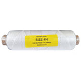 Spool of braided cord with a yellow label on a white background