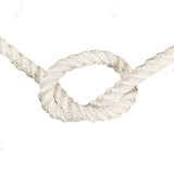 Close-up of 12mm nylon rope in a knot on a white background