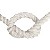 Close-up of 20mm nylon rope in a knot on a white background