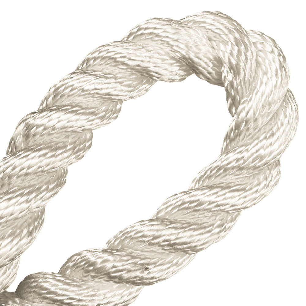 Close-up of 24mm nylon rope in a loop on a white background
