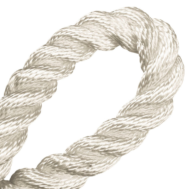 Close-up of 24mm nylon rope in a loop on a white background