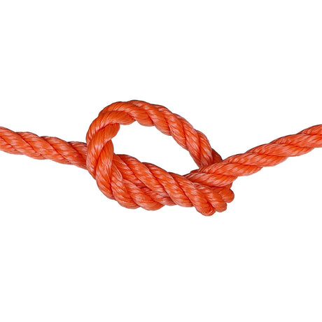 Orange rope with a knot on a white background