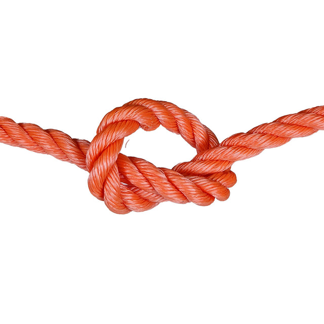 Orange rope with a knot on a white background