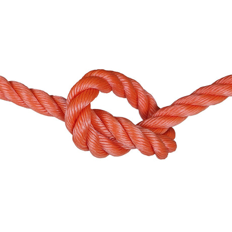 Orange rope with a knot on a white background