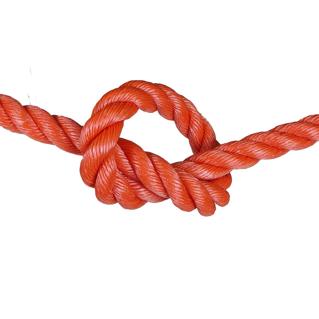 Orange rope with a knot on a white background