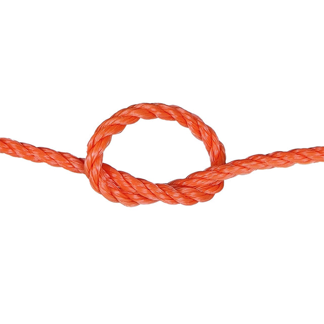 Orange rope with a knot on a white background