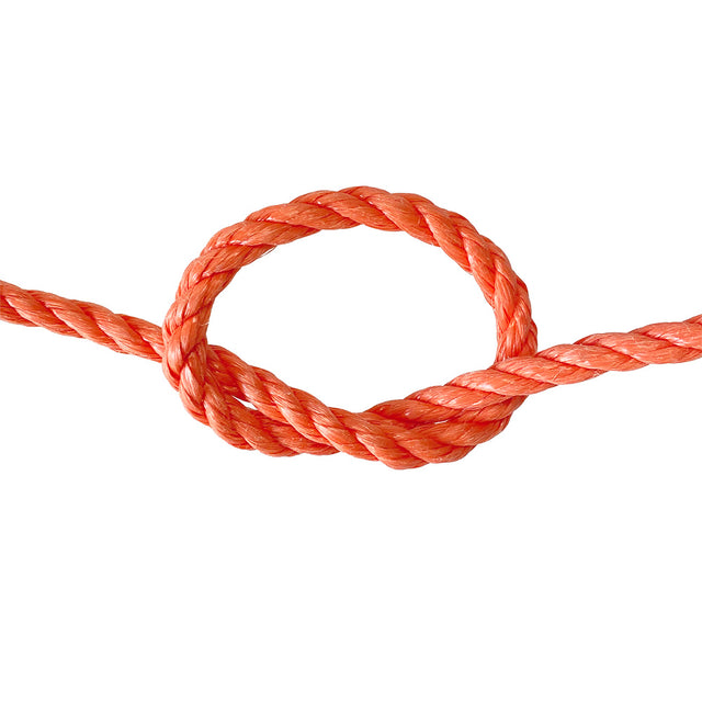 Orange rope with a knot on a white background