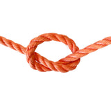 Orange rope with a knot on a white background