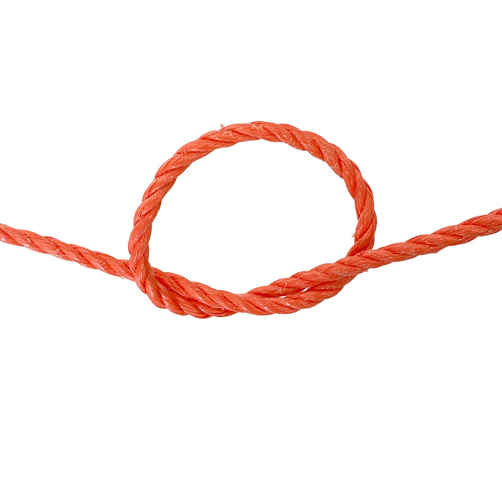 Orange rope with a knot on a white background