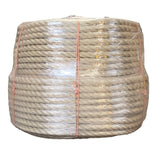 Clear wrapped coil of beige 20mm PolyHemp Rope with a white background
