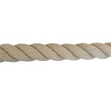 Close-up of beige 28mm polyhemp rope on a white background