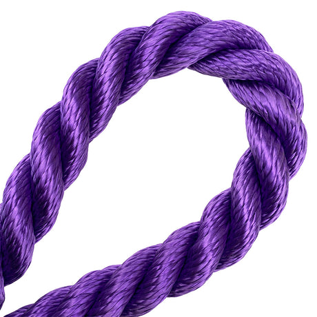 close-up of a purple rope in a loop on a white background