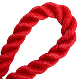 close-up of a red rope in a loop on a white background