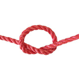 Red rope with a knot on a white background
