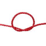 Red rope with a knot on a white background