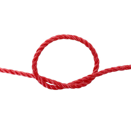 Red rope with a knot on a white background
