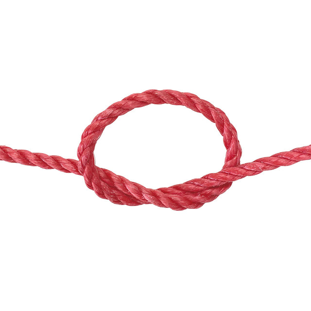 Red rope with a knot on a white background