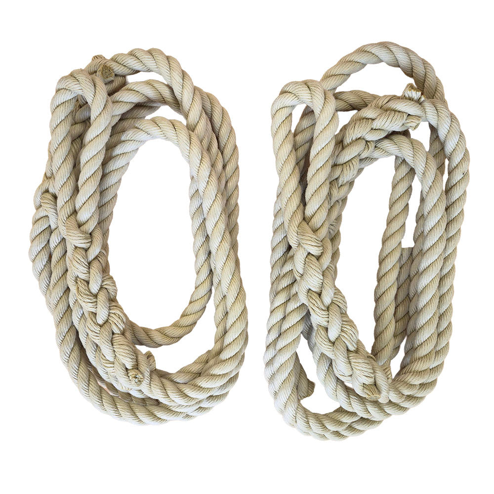 Two coiled ropes on a white background