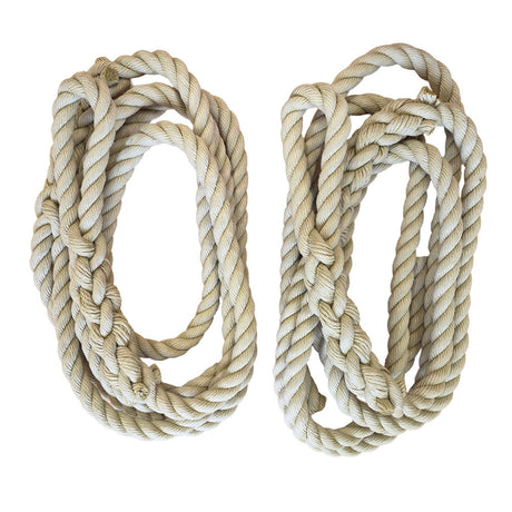 Two coiled ropes on a white background