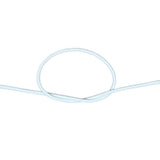 White bungee cord with a knot on a white background